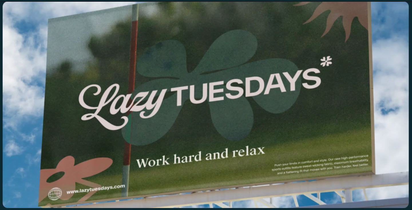 billboard with lazy tuesdays clover logo