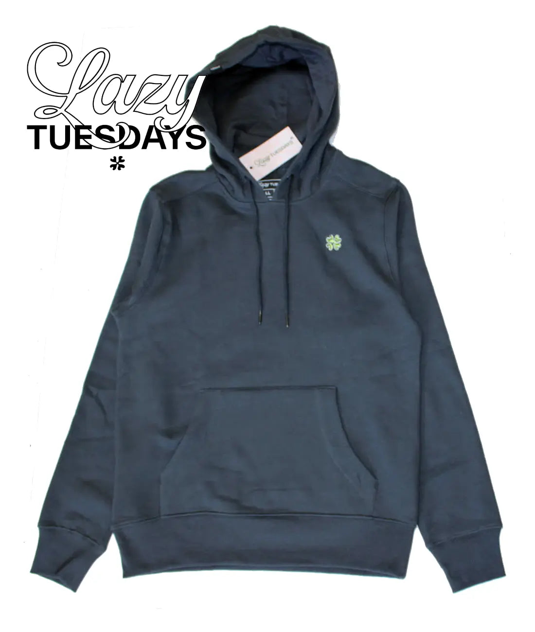 The Tuesday Hoodie - Charcoal Blue  Front Lazy Tuesdays